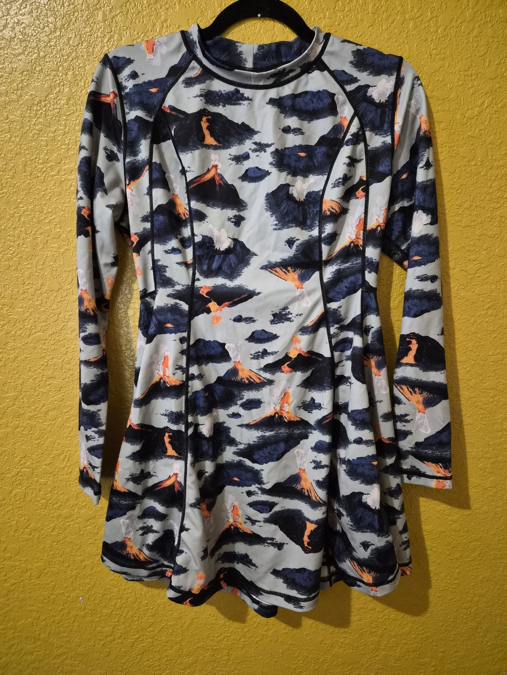 HOT LAVA Long Sleeve Dress - Volcano Print